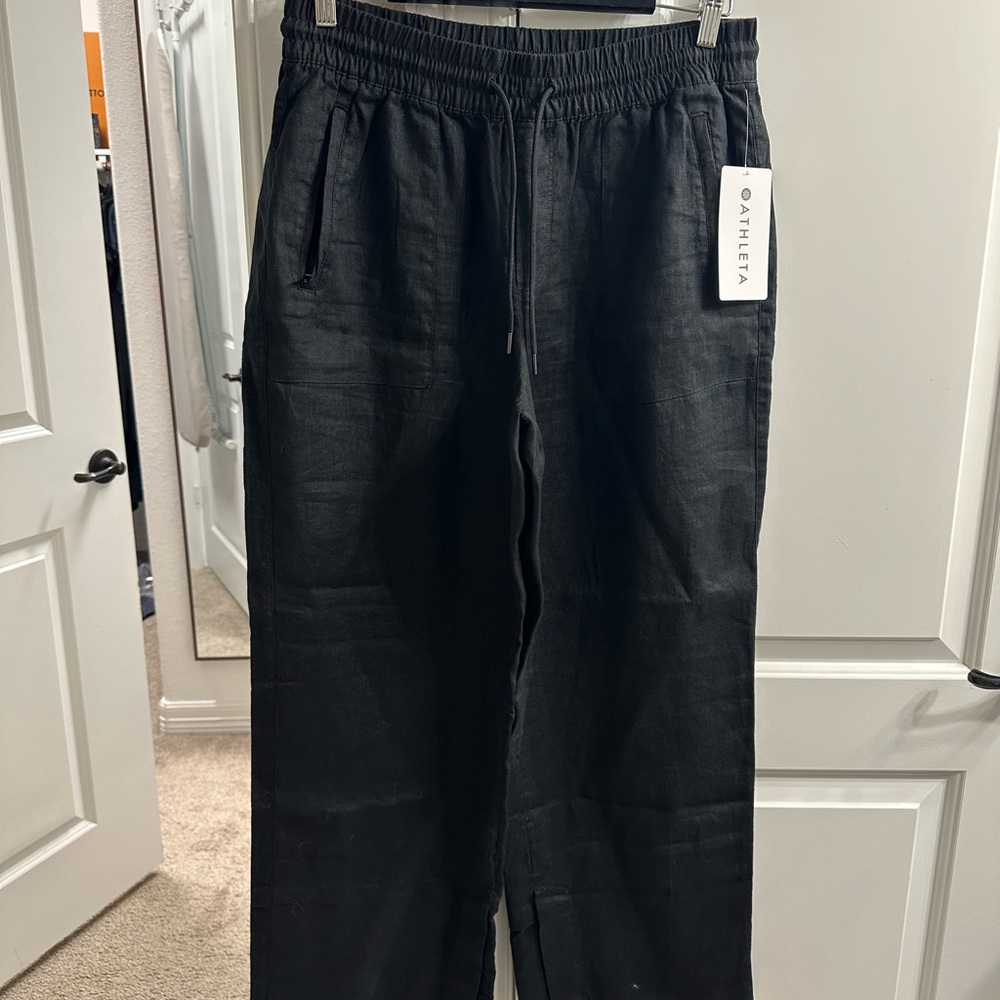 RETREAT BLACK LINEN HIGH RISE WIDE LEG PANT **New with Tag